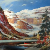 heighton-brent-red-canoe-at-lake-louise